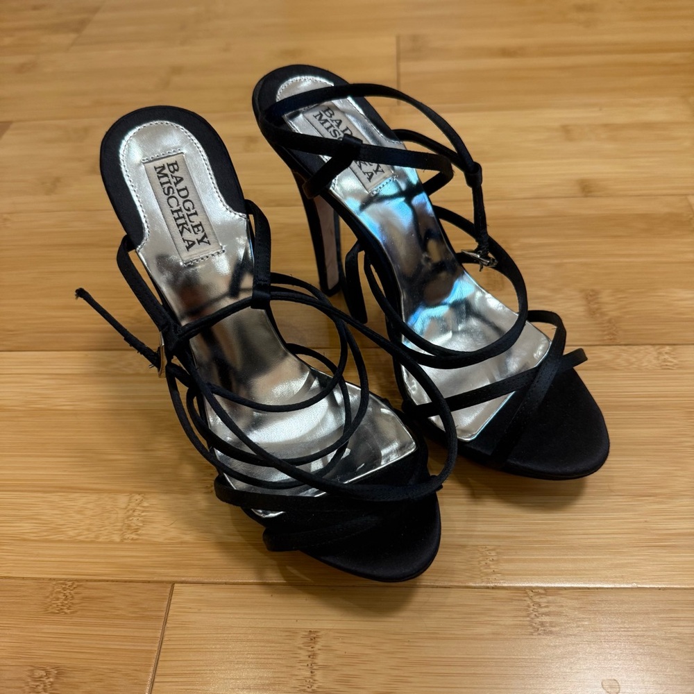 Badgley Mischka Black Strappy Stiletto Heels